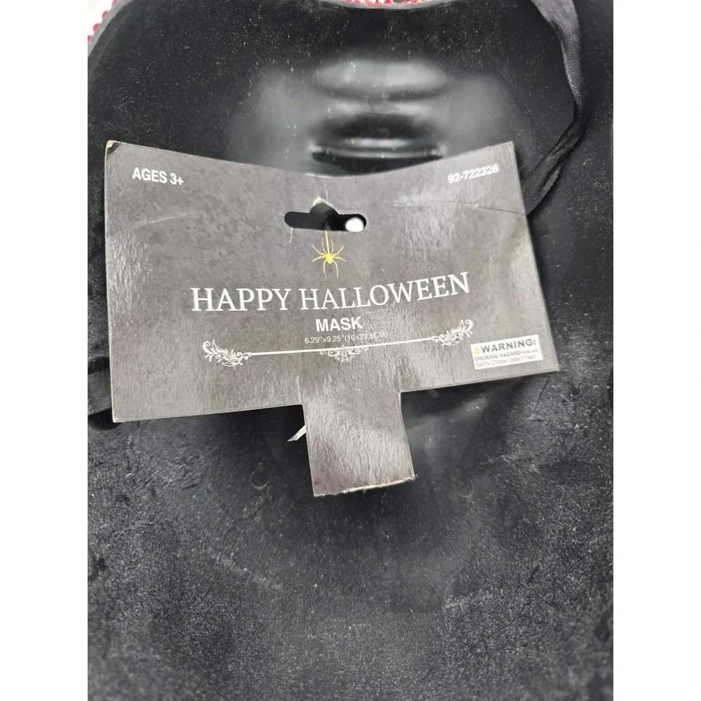 Halloween Mardi Gras Mask White Pink‎ Glitter Creepy